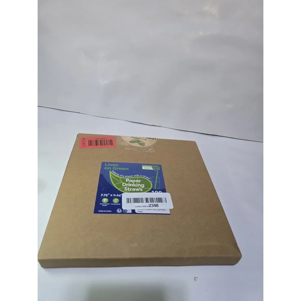 Lives on Green Paper Drinking Straws 100 Pack Red 7.75